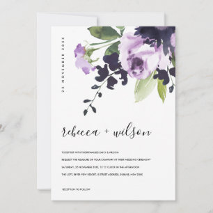 LILAC LILA RO PEONY BLOMMIGT WATERCOLOR BRÖLLOP