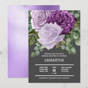 Lilac lila ro Shimmer chic blommigt bloom Inbjudningar