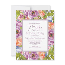Lilac Lila Rosa Blommigt 75:e Birthday Kvinnor