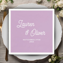 Lilac Lila Script Minimalist Bröllop Pappersservett