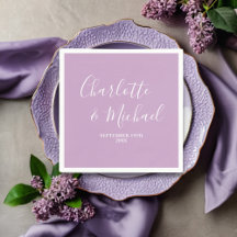 Lilac Lila Script Minimalist Bröllop