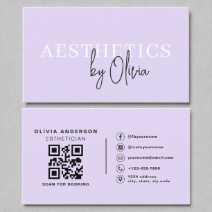 Lilac Lila Skincare Esthetician QR Code Visitkort