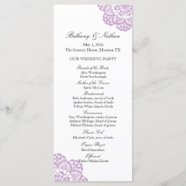 Lilac Lila Snöre Doily Bröllopsprogram Program