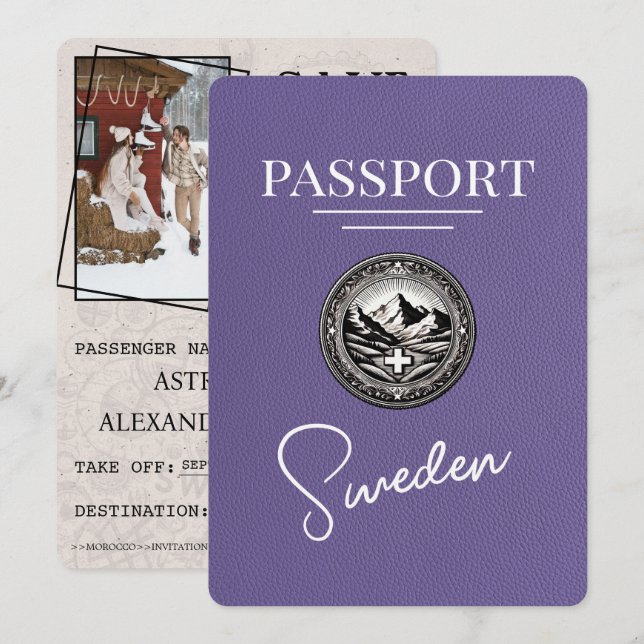 Lilac Lila Sverige Passport Spara datum Datumet (Fram/baksida)
