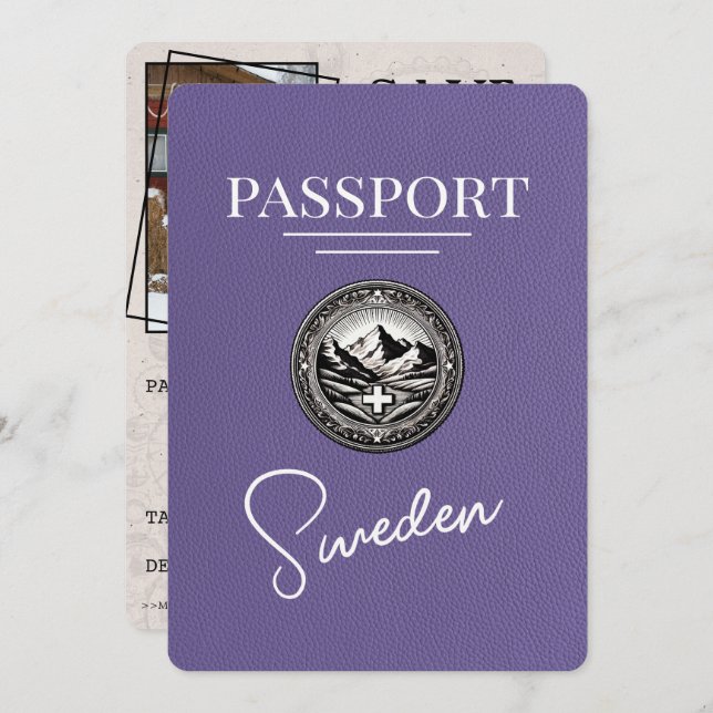 Lilac Lila Sverige Passport Spara datum Spara Datumet (Fram/baksida)