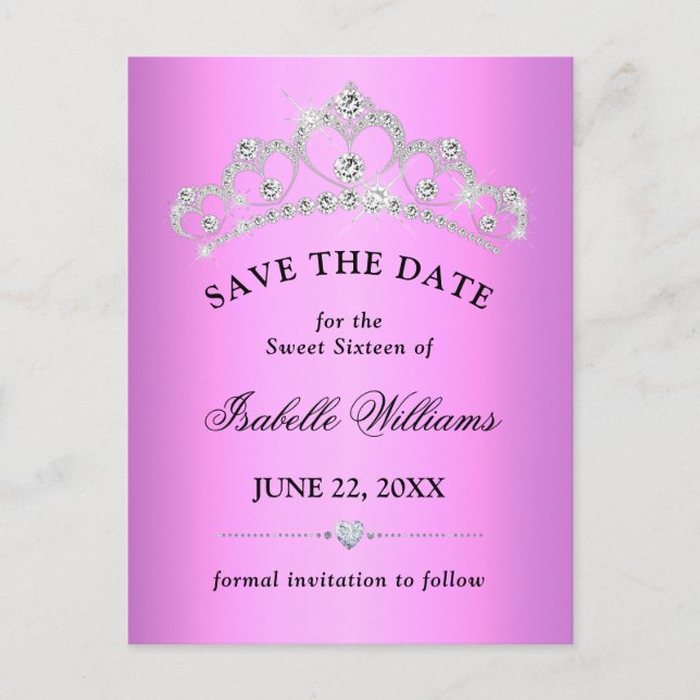 Lilac Lila Sweet 16 Save the Date Vykort (Framsida)