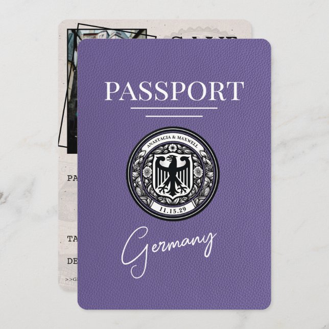 Lilac Lila Tyskland Passport Spara datum Spara Datumet (Fram/baksida)