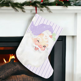 Lilac Lila Vintage Santa Wink-julbutiken Liten Julstrumpa