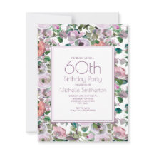 Lilac Lila Watercolor Blommigt 60 Birthday