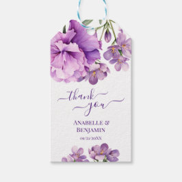Lilac Lila Watercolor Blommigt Bröllop Presentetikett