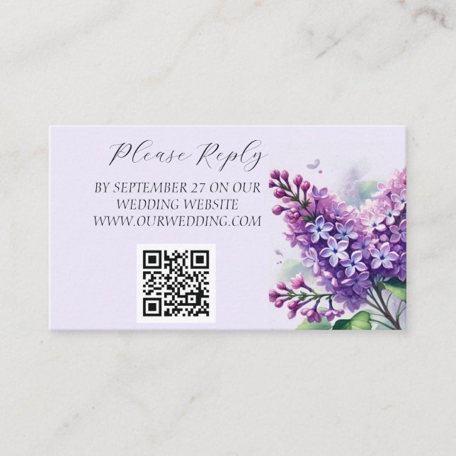 Lilac Lila Watercolor Flowers Blommigt Bröllop Tilläggskort (Framsida)