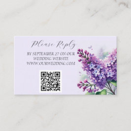 Lilac Lila Watercolor Flowers Blommigt Bröllop Tilläggskort