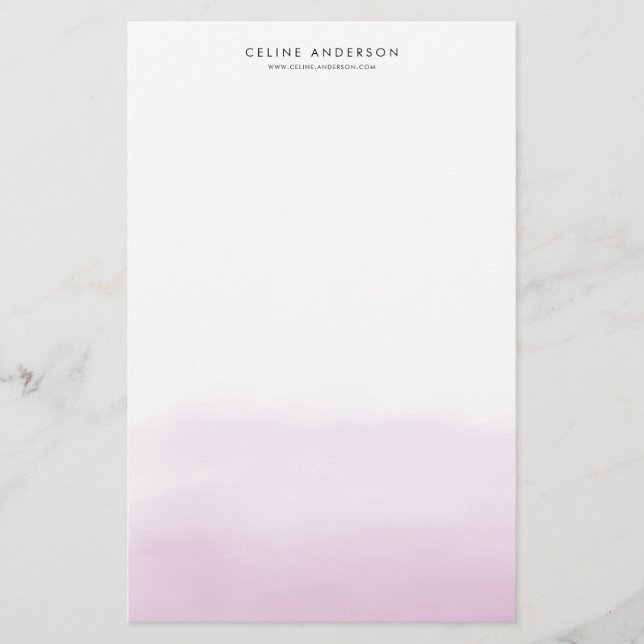 Lilac Lila Watercolor Ombre Gradient Anpassningsba Brevpapper (Framsida)