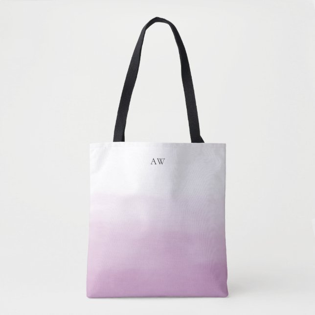 Lilac Lila Watercolor Ombre Modern Monogram Tygkasse (Framsida)