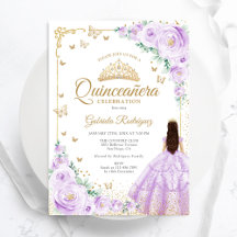 Lilac Lila Watercolor Ro Guld Quinceanera
