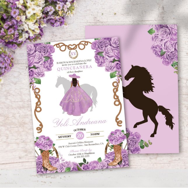 Lilac Lila Western Charro Vestidos Quinceanera Inbjudningar (Skapare uppladdad)