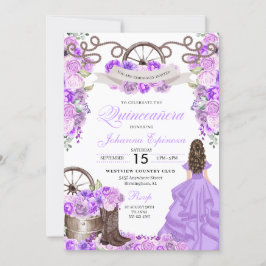 Lilac Lila Western Princess Ranchero Quinceanera Inbjudningar