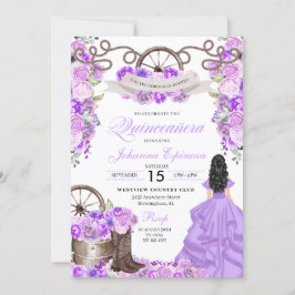 Lilac Lila Western Ranchero Quinceanera Inbjudningar