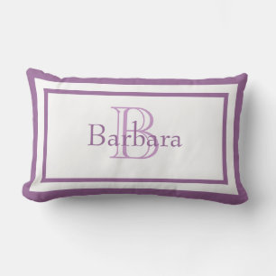 Lilac Lila/ White Monogram Namn Keepsaké Pillow Lumbarkudde