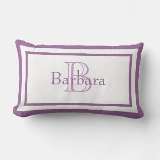 Lilac Lila/ White Monogram Namn Keepsaké Pillow Lumbarkudde