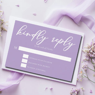 Lilac Lila White Script Bröllop OSA Kort