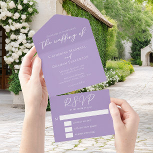 Lilac Lila White Typography Bröllop