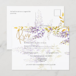 Lilac Lila Wisteria Guld Bröllop OSA vykort