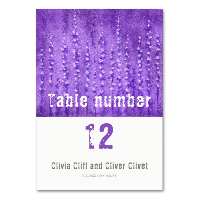 Lilac Lupines Bröllop Bordsnummer (Framsidan)