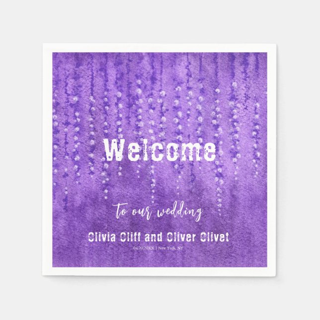 Lilac Lupines Bröllop Välkommen Pappersservett (Framsidan)