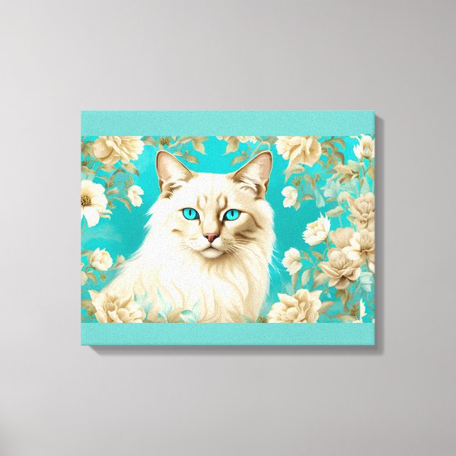 Lilac Lynx Point Siamese Porträtt Art Canvastryck (Framsida)