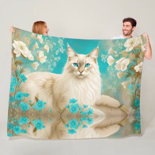 Lilac Lynx Point Siamese Porträtt Art Fleecefilt