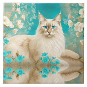 Lilac Lynx Point Siamese Porträtt Art Kakelplatta