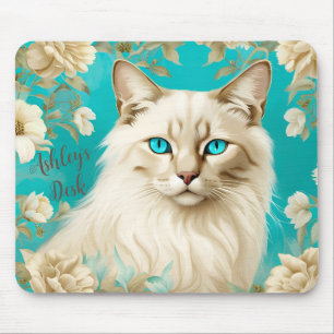 Lilac Lynx Point Siamese Porträtt Art personlig Musmatta