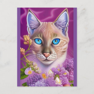 Lilac Lynx punkt Siamese cat in lila Vykort