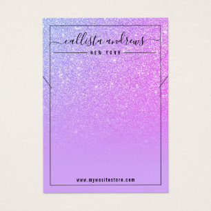 Lilac Magenta Lila Glitter Necklace Visning Card Visitkort