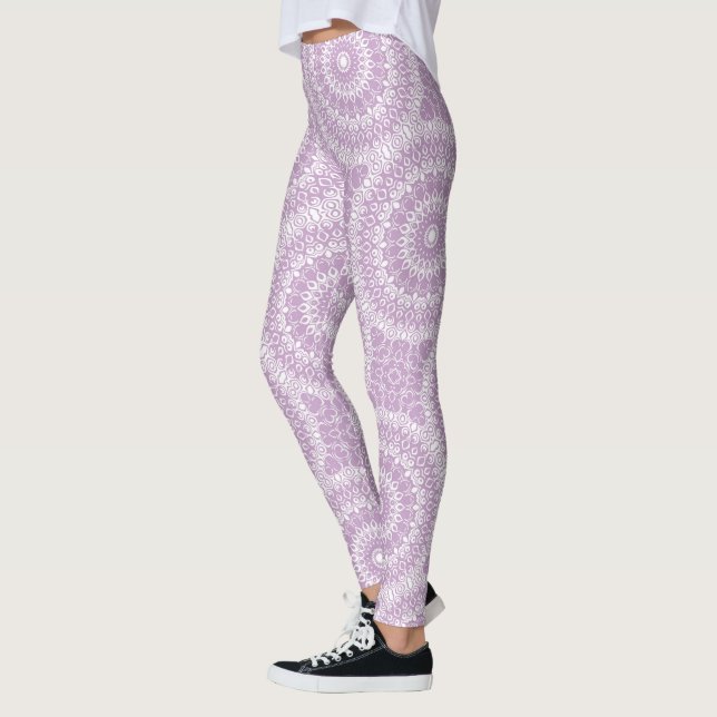 Lilac Mandala Geometric Mönster Leggings (Vänster)