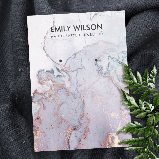 LILAC MAUVE BLUE AGATE MARBLE EARRING VISNING VISITKORT (Skapare uppladdad)