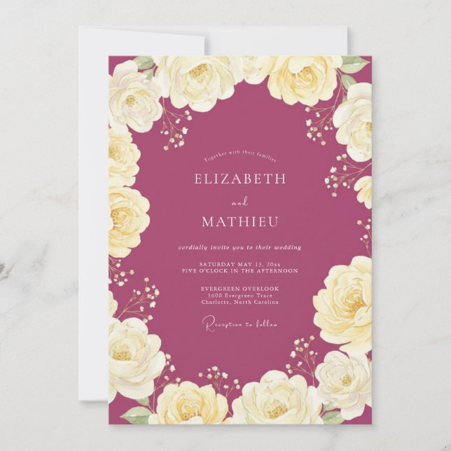 Lilac Mauve Crème Ranunculus Eucalyptus Bröllop Inbjudningar (Framsida)