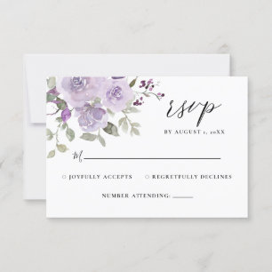 Lilac Mauve Dusty Lila Boho Blommigt Bröllop OSA Kort