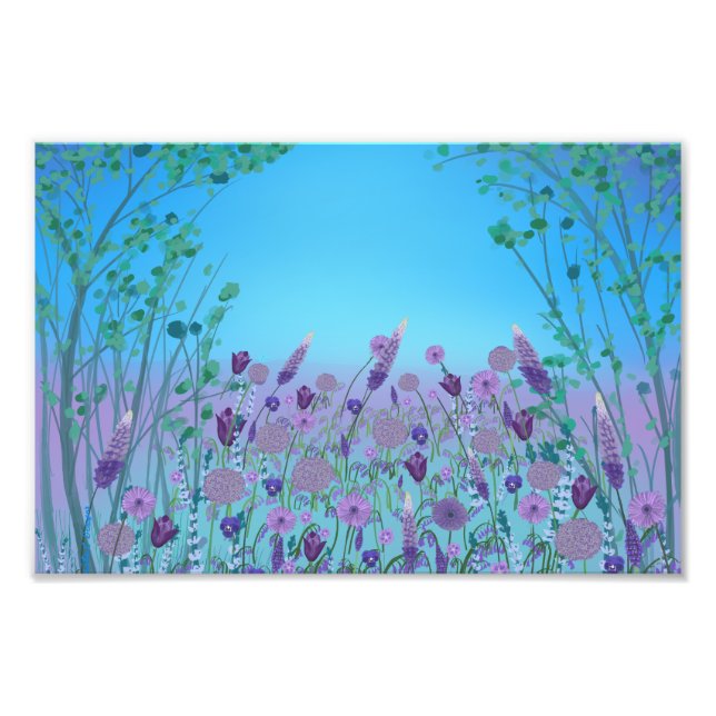 Lilac meadow flower garden wall art poster (Framsidan)