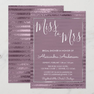 Lilac Metallic Foil Miss till Mrs Möhippa Inbjudningar