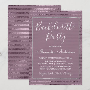 Lilac Metallic Foil Modern Bachelorette Party Inbjudningar
