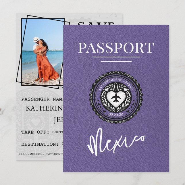 Lilac Mexico Passport Spara datum Datumet (Fram/baksida)