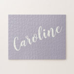 Lilac Minimalist Calligraphy Personlig Namn  Pussel<br><div class="desc">Dusty Lilac Minimalist Calligraphy Personlig Namn Puzzle</div>