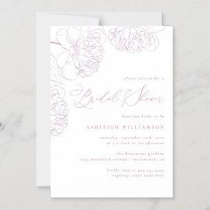 Lilac Minimalist Hand-dragen Peonies Möhippa Magnetisk Inbjudningskort