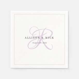 Lilac Minimalist Monogram Bröllop Pappersservett