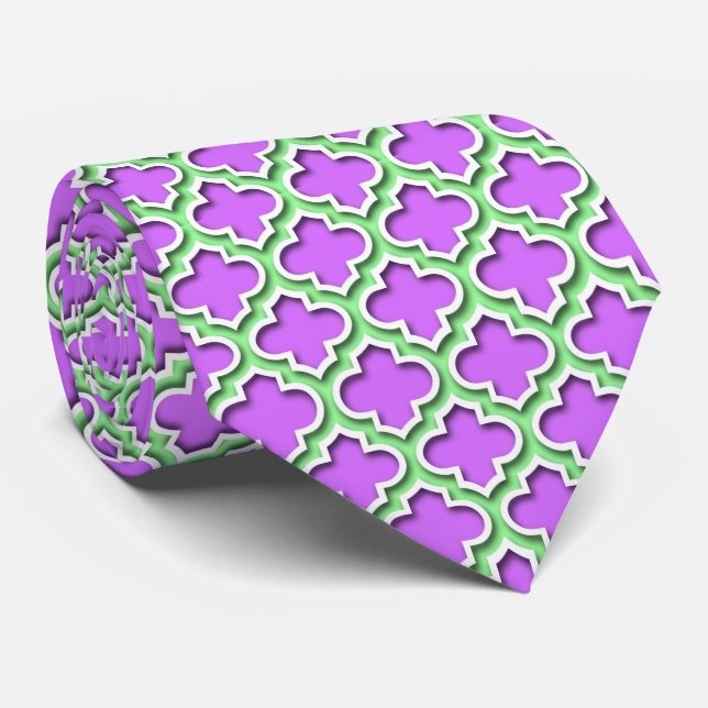 Lilac Mint Grönt White Moroccan Quatrefoil #5DS Slips (Rullad)