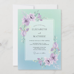 Lilac Mjuk Blommande Romantik Bröllop Inbjudningar