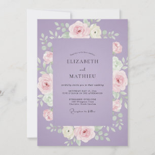 Lilac Mjuk Rosa Peony Bröllop Inbjudningar