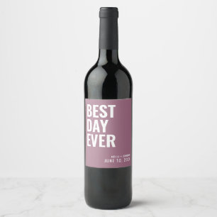 Lilac Modern Bästa dagen någonsin Bröllop Vin-etik Vinflaska Etikett
